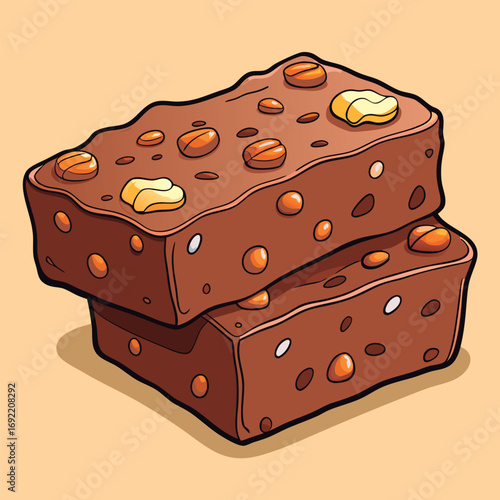 Vector illustration of a Delicious stacked brownies.