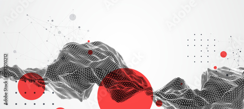 Abstract wireframe art background. Modern science or technology art. Surface illustration. Vector.
