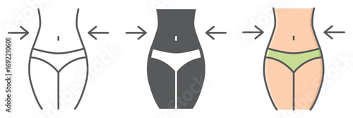 Weight loss icon, fitness and diet, fit body sign vector graphics, editable stroke linear icon, eps 10