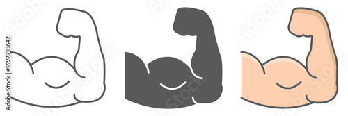 Arm muscle icon, fitness and bodybuilder, biceps sign vector graphics, editable stroke linear icon, eps 10