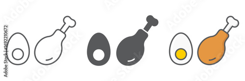 Keto diet icon, fitness and diet, egg and chicken leg sign vector graphics, editable stroke linear icon, eps 10