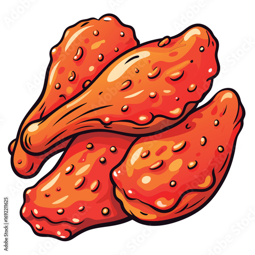 orange chicken wings cartoon style on white clip art preview