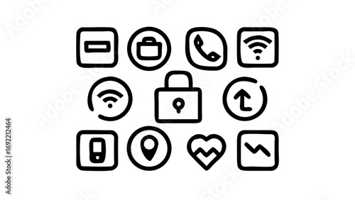 Collection of vector ui icons for app design interface elements and user experience design