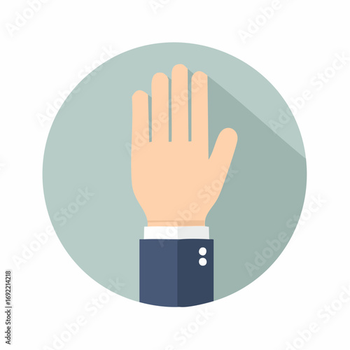 Confident hand raised in agreement or participation, signaling engagement in business or learning.