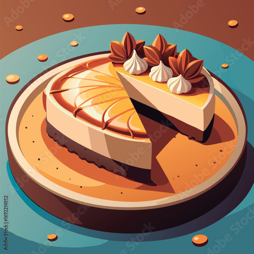 Delicious slice of caramel cheesecake.