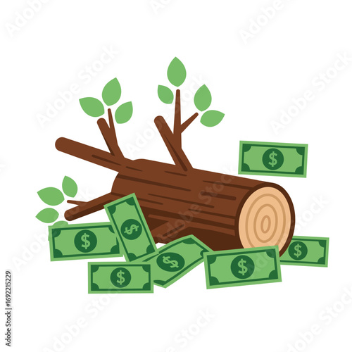Illustrative concept of financial growth and prosperity derived from natural resources, symbolizing the economic value of sustainable practices and investment in environmental preservation
