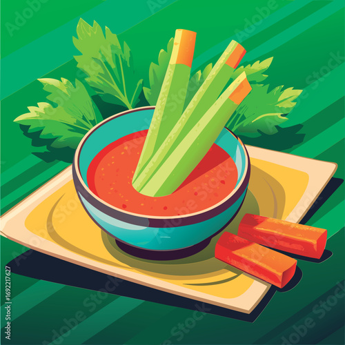 Celery sticks in a flavorful dip.