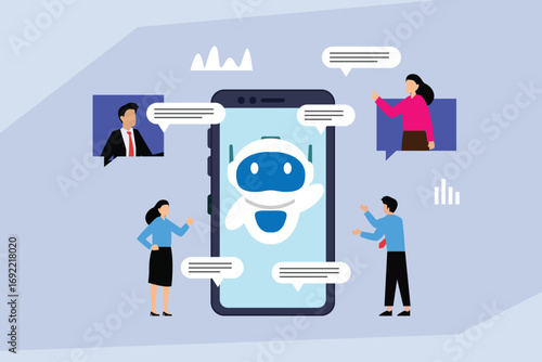 AI Chatbot for Customer Service 2d flat vector illustration