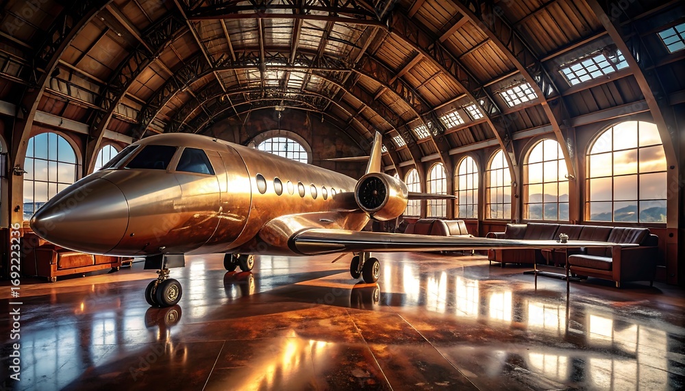 Obraz premium Private jet in hangar (1)