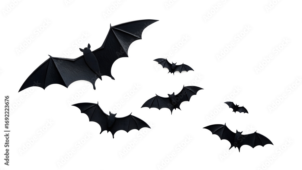 Fototapeta premium Black bats flying halloween background spooky dark night animal silhouette vector illustration 100