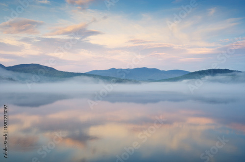 Wallpaper Mural Evening mist rising on Lake Placid Torontodigital.ca