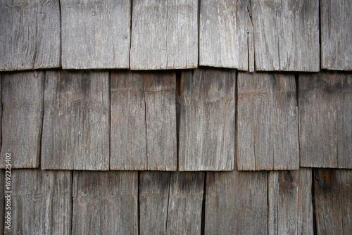 Close-up of weathered cedar shingles