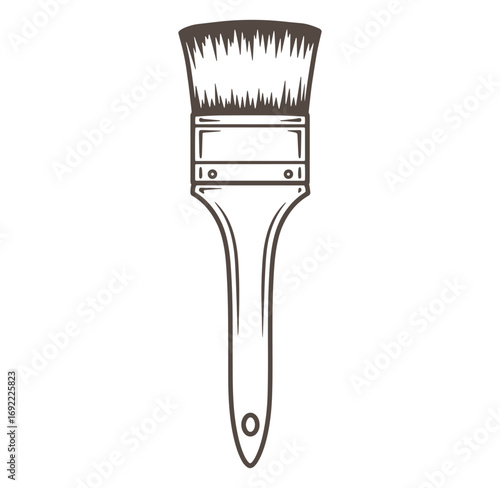Detailed illustration of a paint brush tool for art painting and home renovation projects