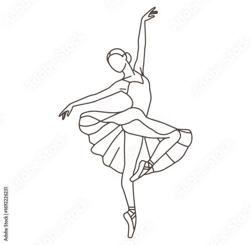 Graceful ballerina performing a ballet dance pose illustrated with simple line art