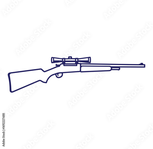 Simple outline drawing of a rifle with scope on a white background