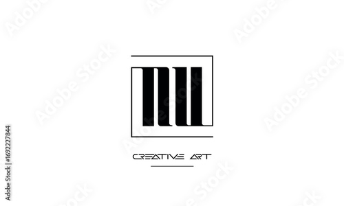 NU, UN, N, U abstract letters logo monogram