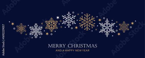 snowflakes and stars border christmas card vector illustration