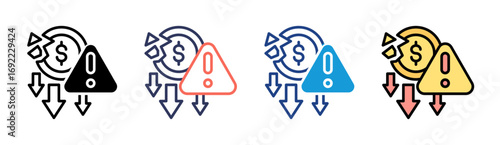 Financial Crisis Icon Set Multiple Style Collection