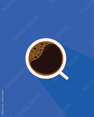 Hot Coffee Cup Vector in Colorful Background