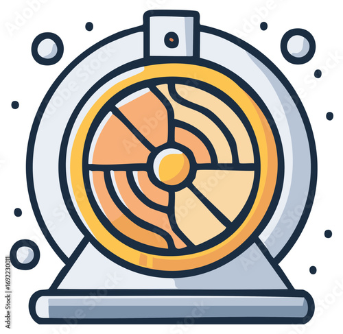 Stylized fan with blades, isolated ventilation device for cooling, air circulation
