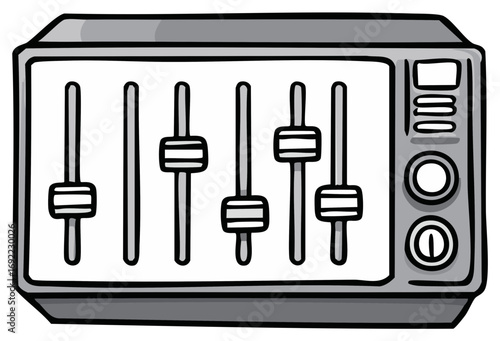 Cartoon illustration of a sound mixer equipment isolated on white background