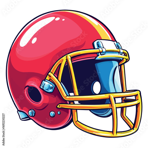 Vsai red football helmet protecting player in american football game