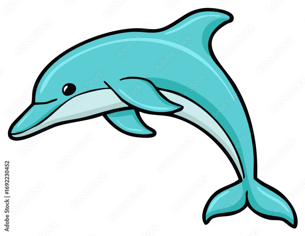 Obraz premium Friendly cartoon dolphin leaping vector illustration