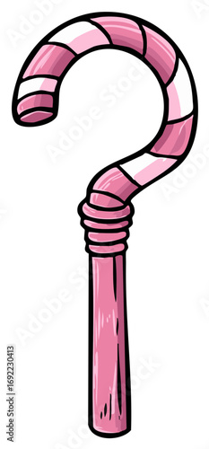 Pink Striped Drinking Straw Bent in Question Mark Shape Novelty Party Accessory