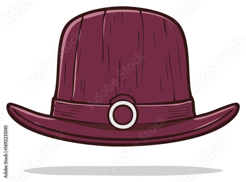 Stylized vintage burgundy pilgrim hat with decorative buckle and brim