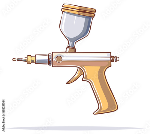 Airbrush Spray Gun Cartoon Illustration Air Tool for Painting and Design Projects