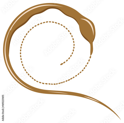 Abstract coffee chocolate or caramel liquid swirl with elegant dotted spiral pattern