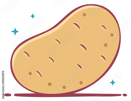 Vector illustration of a whole potato with eyes and sparkling highlights