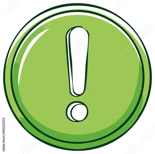 Green exclamation mark symbol in a circle caution warning alert sign illustration