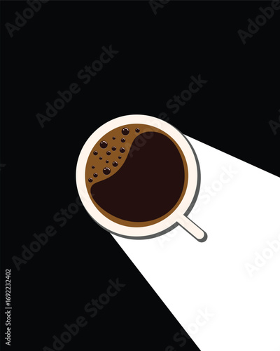 Coffee Icon with Long Shadow Pop Art Style