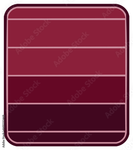 Geometric frame in various shades of red with horizontal stripes, burgundy background