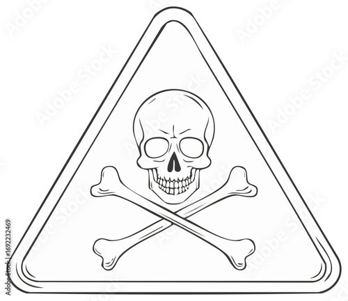 Warning sign with skull and crossbones inside a triangle