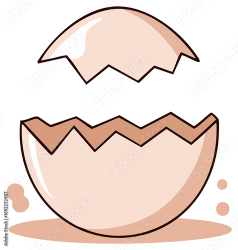 Cartoon Style Empty Broken Egg Shell Illustration