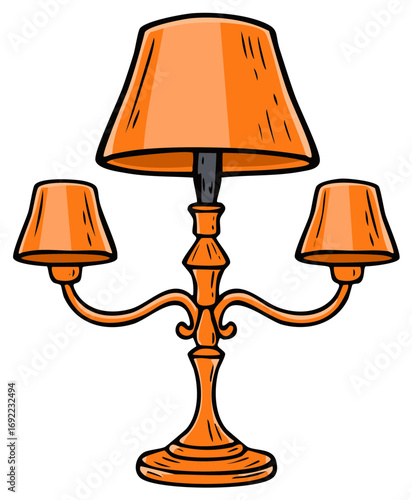Orange cartoon vintage candelabra lamp stands for light at interior spaces