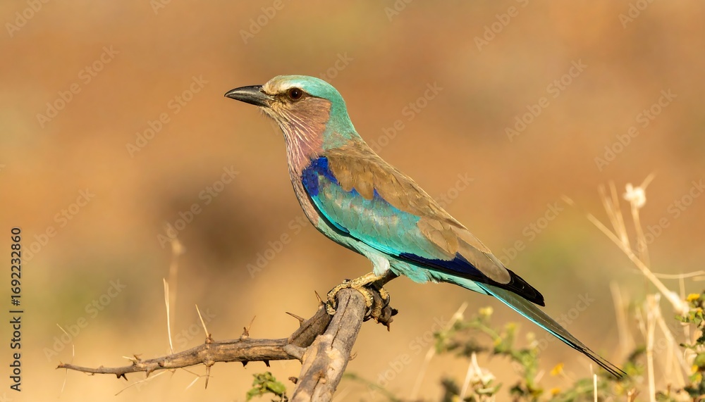 Naklejka premium A Lilac-breasted Roller perched