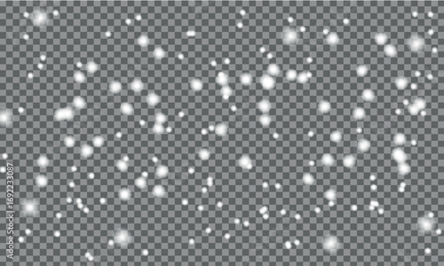 
White falling snow on transparent background