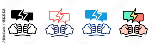 Confrontation Icon Set Multiple Style Collection