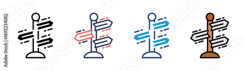 Signpost Icon Set Multiple Style Collection