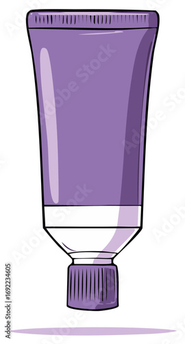 A simple purple squeeze tube with a white stripe and a ribbed cap