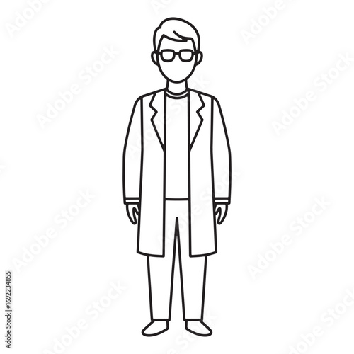 Fieldwork Biologist Lineart – Biologist Vector Outline Drawing with Exploration Concept – Biologist Drawing – Vector of Biologist – Biologist Outline
