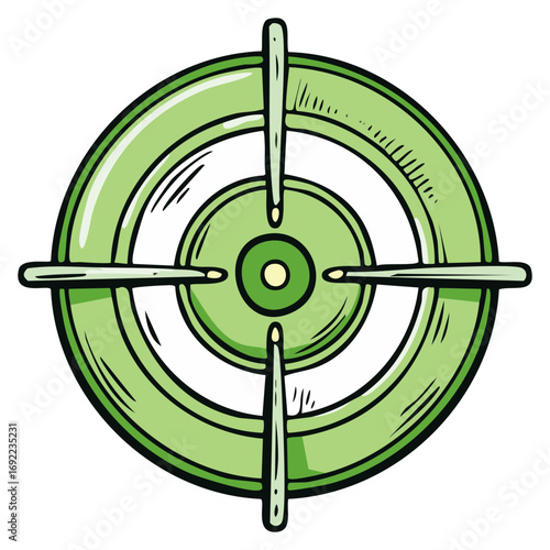 Green Hand Drawn Target Symbol with Crosshairs