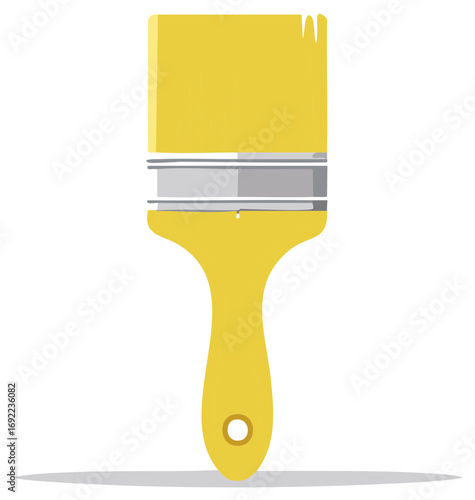 Vibrant Yellow Paint Brush Vector Illustration for Home Improvement, DIY Projects, and Art