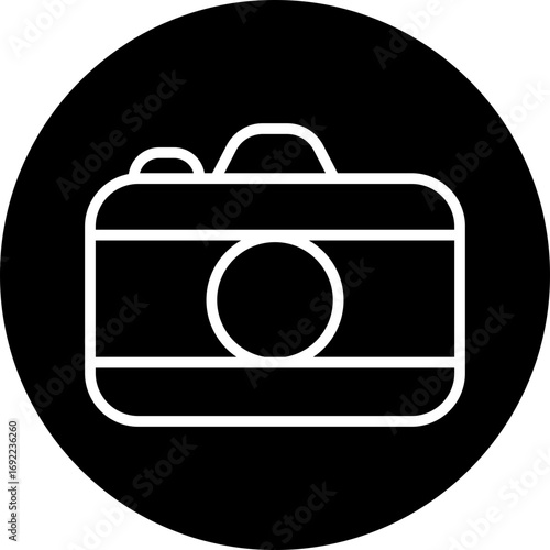 Camera icon in black flat and line style, photography device symbol pack, photo capture shoot equipment bundle, isolated on transparent background, vector illustration