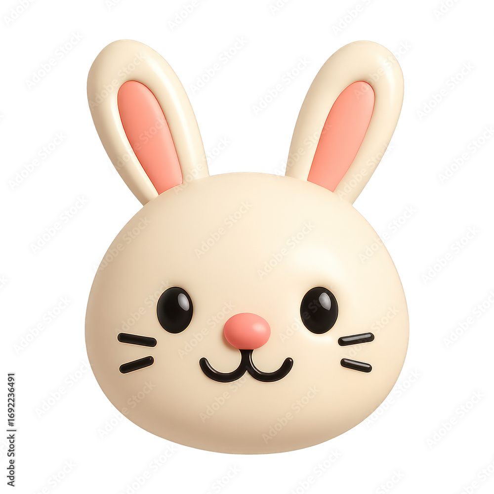 Obraz premium PNG Cute cartoon bunny face illustration.