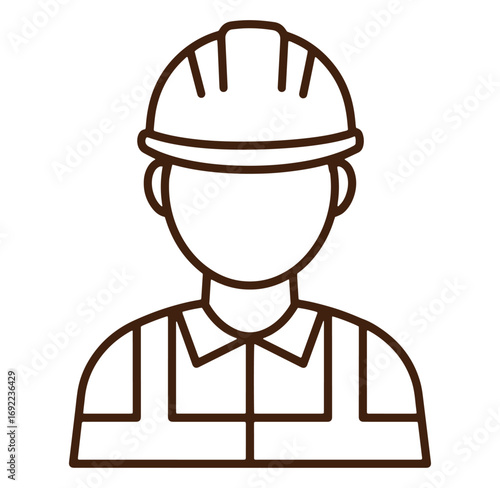 Outline illustration of construction worker wearing a safety helmet ready for job tasks