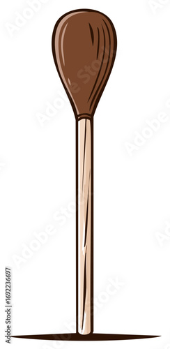 Artistic Makeup Brush Tool Illustration with Wood Grain Handle Design